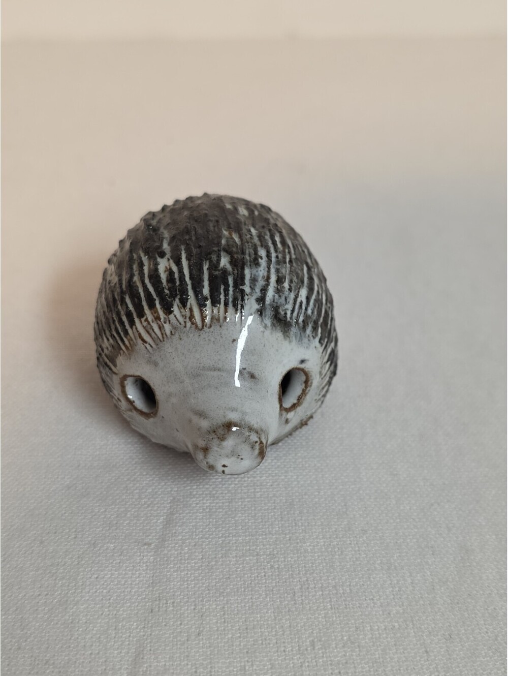 Vintage Briglin Pottery Hedgehog Figurine Miniature Signed British Studio Art 2"